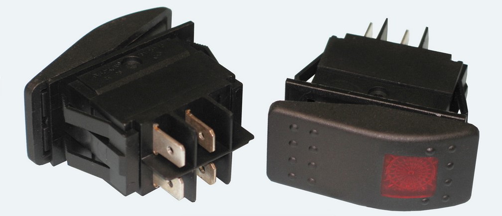 Переключатель RK1-06 без подсветки 4pin 1-0 16A 250B красный