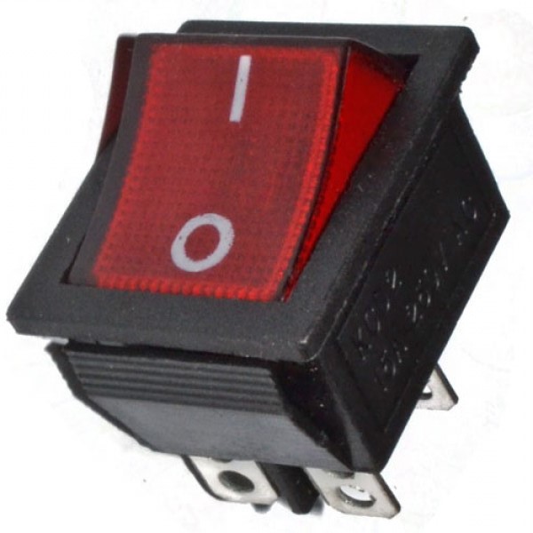 Переключатель 31*25мм 15А 250V 1-0 4pin красн KCD4 IRS-201-1C