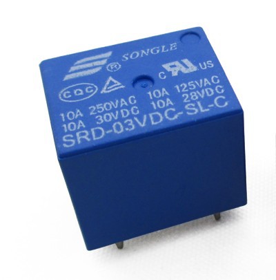 Реле 3VDC 10A SRD-03VDC-SL-C 5pin 1 группа переключения