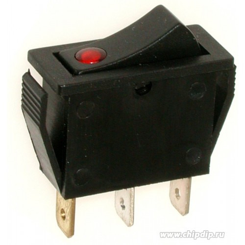 IRS-101E-1C 15A 250V 3pin 1-0 с подсв красный глазок узкий