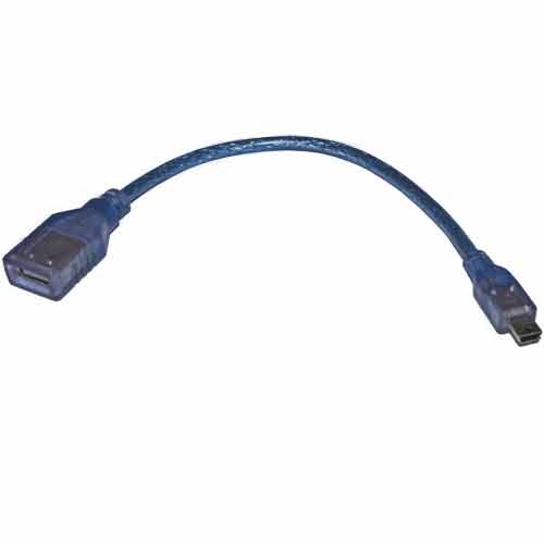 Шнур USB гн - mini USB 0,3м OTG синий