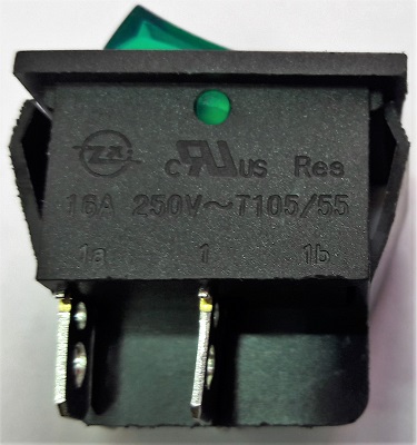 Переключатель 31*25мм 16А 250V 1-0 4pin зелёный KCD-4 неон