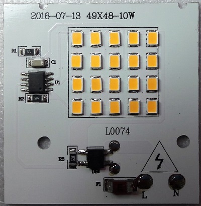 Светодиодный блок 10W AC220V белый теплый 49*48*4мм
